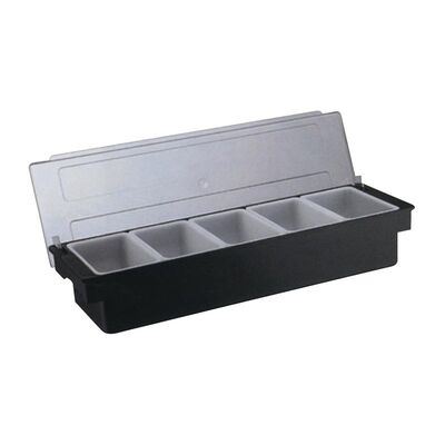Biradlı Bar Konteyner, 5'li, Kapaklı, Polikarbon, 50x16x9 cm, Siyah